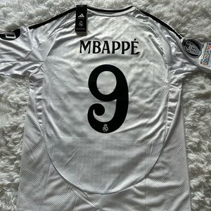 adidas White and Black Mbappé #9 Men's Football Jersey
